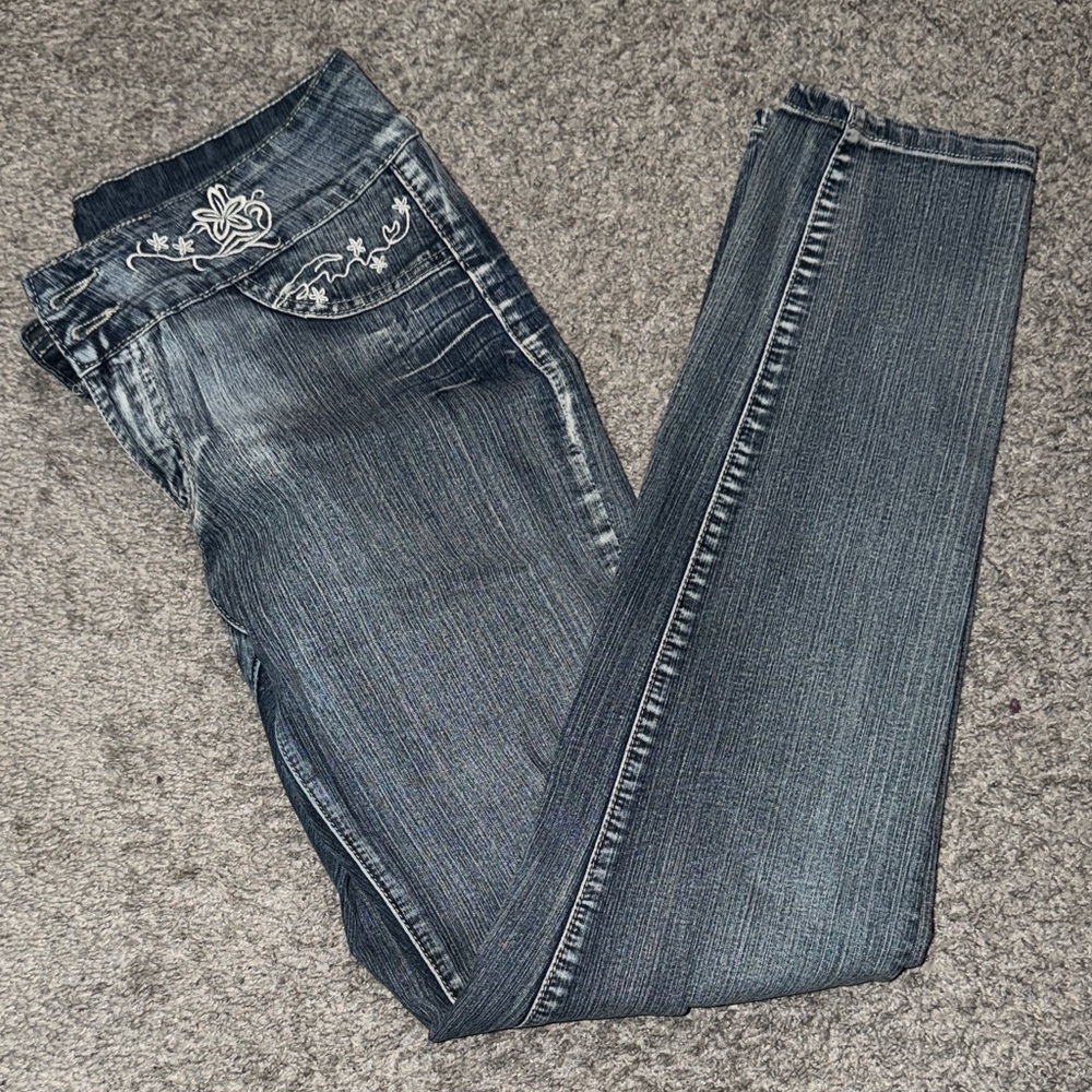 Botin Dark Wash Skinny Jeans with Embroidery